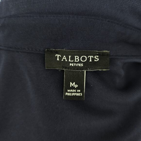 Talbots Dress Petites MP PM Navy Blue Stretch Knit Button Front Maxi Belt Career - Picture 3 of 10